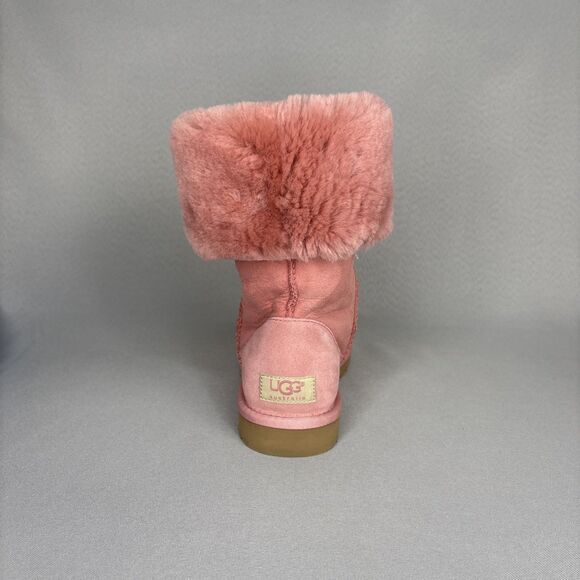 Womens UGG Boots Classic Tall or Fold Over Pink Suede Wool Sz 6 fits 7 RARE! - Picture 12 of 16